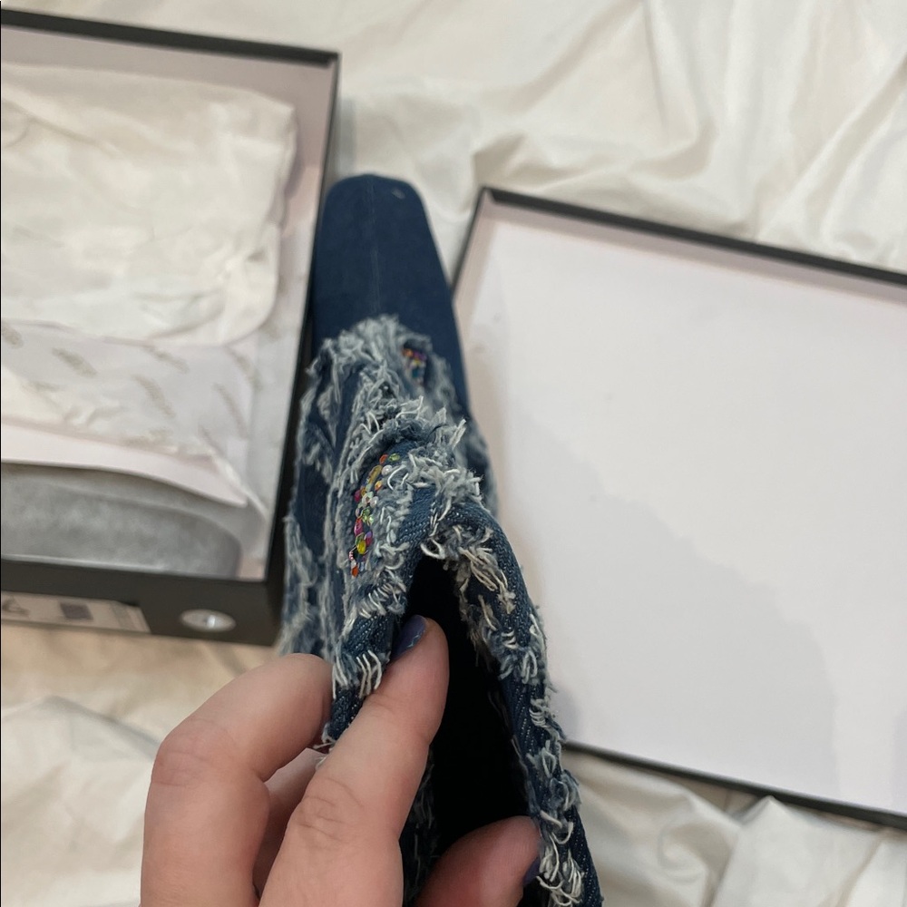 •CAPE ROBBIN• “Bobome” Blue Studded Denim Stiletto Pointed Boots // NIB - Picture 8 of 13